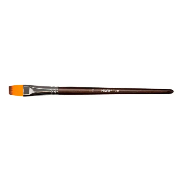 Pincel Sintético Plano MILAN 321 con mango corto y pelo sintético para acuarela, acrílico y óleo
