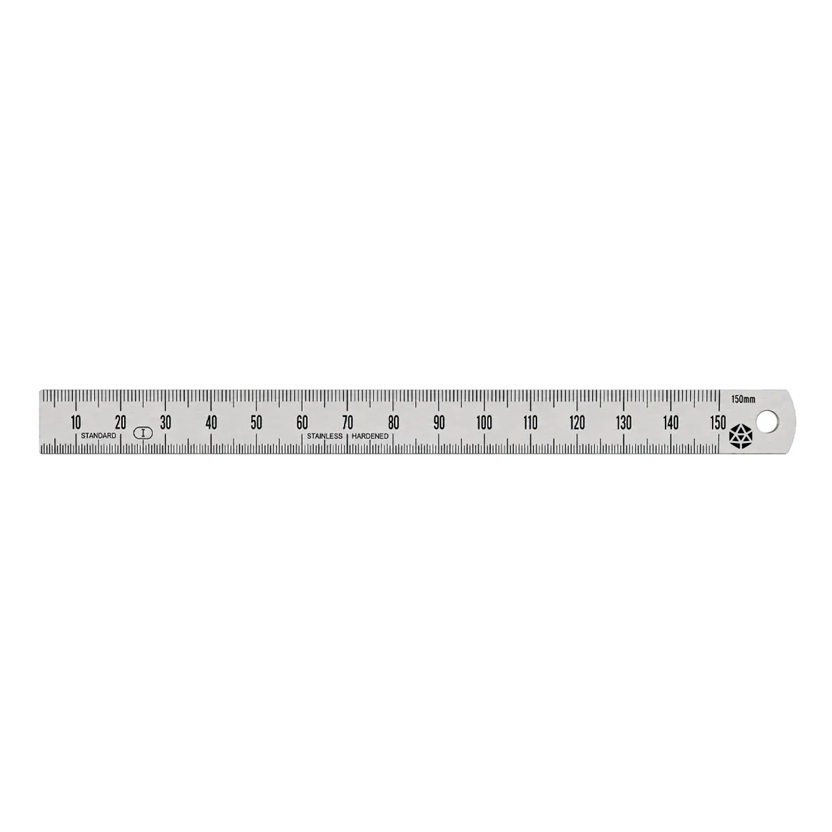 Regla inox 150mm Pérez Cardoso® 134731 con escala milimétrica grabada a láser y ancho de 15 mm